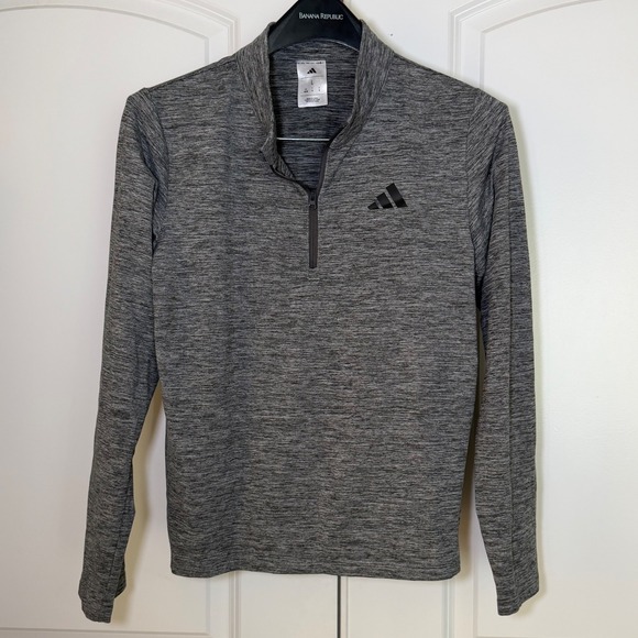 adidas Tops - Adidas Womens Gray Heathered Space Dye Quarter Zip Pullover Long Sleeve Top L